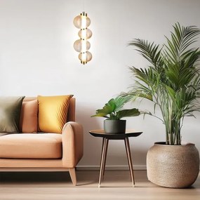 Lustră suspendată pe cablu BOLLA, LED/17W/230V, Ø 16 cm, auriu/bej fumuriu