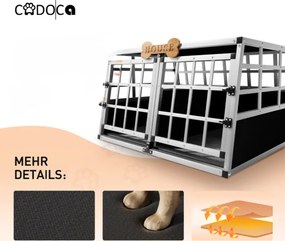 Cușcă de transport pentru câini BRUNO, 89x70x51cm, argintiu/negru Cadoca