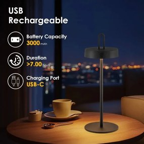 Lampă de masă tactilă LED reîncărcabilă, dimabilă, pentru exterior SHINE LED/1,5W/3,7V 3000 mAh IP44 neagră