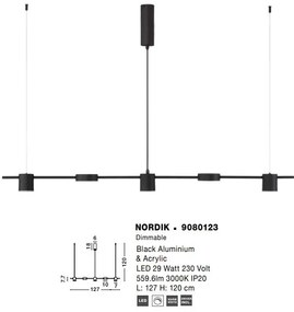 Lustra moderna dimabila cu 5 spoturi LED NORDIK