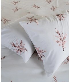 Lenjerie de pat albă-roz din bumbac ranforcé pentru pat de o persoană 140x200 cm Breeze Floral – Mila Home Luxury