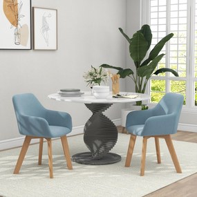 HOMCOM Set de 2 scaune pentru sufragerie Scaun Șezut căptușit în țesătură cu efect de catifea Picioare din lemn, albastru | Aosom Romania