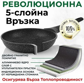 Set oale si tigai Just Perfecto JL-889, 14 piese, Finisaj marmura, Inductie, Accesorii, Negru