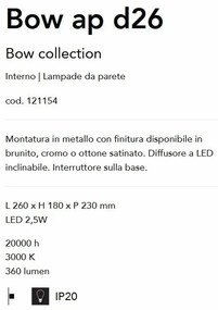 Aplica de perete LED BOW AP D26 OTTONE