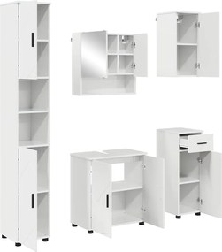 vidaXL Set de mobilier pentru baie cu sertar cu ușă 5 pcs Alb lucios