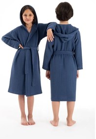 Halat pentru copii albastru închis pentru 5-6 ani din muselină Muslin – Foutastic