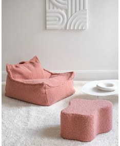 Puf de copii roz cu tapițerie din țesătură bouclé Cloud – Wigiwama