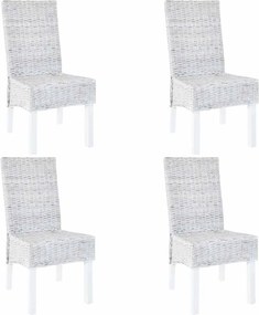 vidaXL Scaune de bucătărie, 4 buc., alb, ratan Kubu & mango
