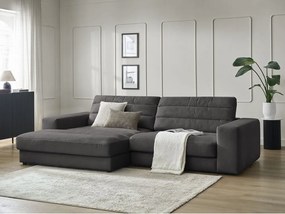 Colțar gri antracit cu tapițerie din catifea (cu colț pe partea stângă/cu șezlong) Sierra – Bobochic Paris