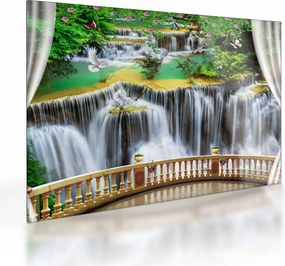 Tablou pe sticlă - Privire la cascade magice (70x50 cm)
