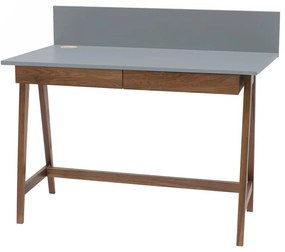 Birou cu bază din lemn de frasin Ragaba Luka Oak, lungime 110 cm, gri