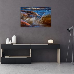 Tablou detailat - apa între pietre (90x60 cm)