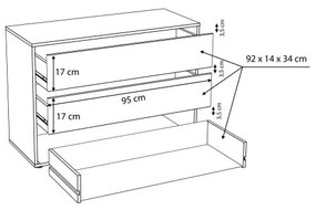 Comoda Pentru Interior Dulap Soprano, Gri, 98.7 x 70.6 x 39.6 Cm