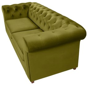 Canapea extensibila Oxford Chesterfield, 88x216x75 cm, 3 locuri, Olive