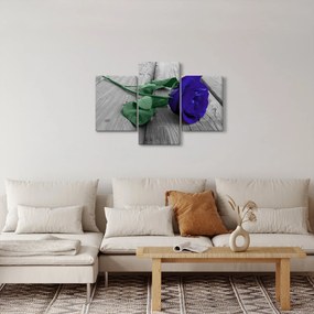 Tablou - Trandafir albastru cu tulpina verde (90x60 cm)