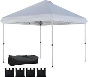 Outsunny Pavilon de grădină exterior 3x3 m, tonelă pliantă pop-up, roți, protecție solară UPF50+, înălțime reglabilă, alb | Aosom Romania