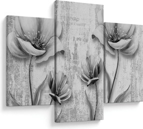 Tablou - Flori alb-negru pe fundal (90x60 cm)