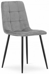 Scaun catifea gri deschis KARA cu picioare negre