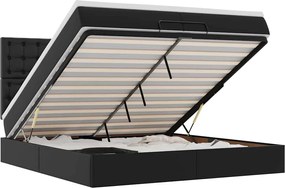 vidaXL Cadru de pat otoman saltele Negru 200x200cm piele artificială