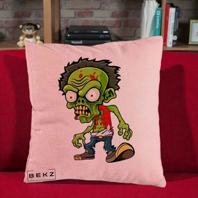 Perna Decorativa Zombie Halloween, 40x40 cm, Roz, Husa Detasabila, Perna Inclusa, BEKZ®