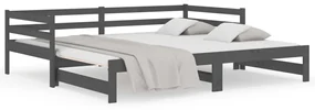 814696 vidaXL Pat de zi extensibil, gri, 2x(80x200) cm, lemn masiv de pin