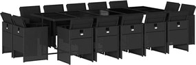 vidaXL Set mobilier de grădină cu perne, 15 piese, negru, poliratan