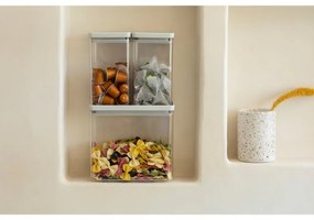Cutii de depozitare Brabantia Tasty+ stivuibile 1008880, 2x1.6L+1x3.5L, Fara BPA, închidere strânsă, Gri deschis