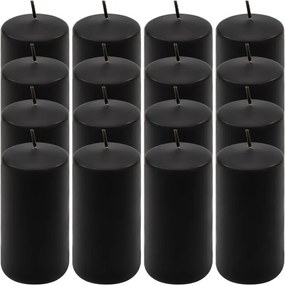 Set de lumânări cilindrice, 10 cm, Ø 5 cm, negru, 16 buc.