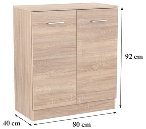 Comodă Miami cu 2 uși 80x92 cm stejar sonoma-stejar sonoma