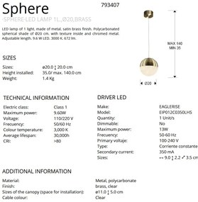 Pendul LED modern Sphere 20 alama satinata SV-793407