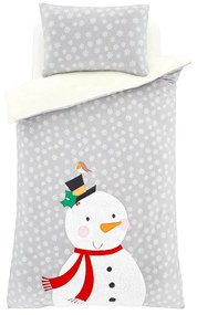 Lenjerie de pat din fleece Catherine Lansfield Cosy Snowman, 135 x 200 cm, gri
