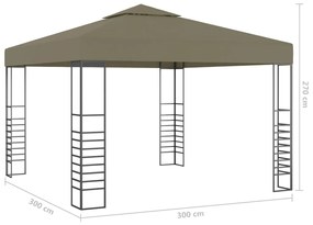 Pavilion de gradina cu siruri de lumini LED, gri taupe 3x3m Gri taupe