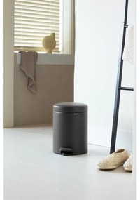 Cos de gunoi cu pedala Brabantia NewIcon 1001103, 5 L, Inchidere lina, Baza antiderapanta, Finisaj mineral, Gri inchis