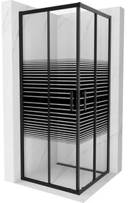 Mexen Rio cabina de duș pătrată 80 x 80 cm, dungi negre, negru - 860-080-080-70-20