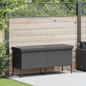 vidaXL Ladă depozitare de grădină cu roți negru 160x55x75 cm poliratan