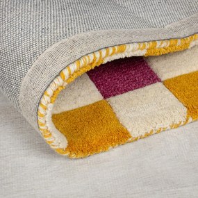 Covor galben/roz țesut manual din lână 120x170 cm Kai Wool Border – Flair Rugs