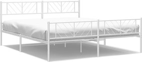 vidaXL Cadru de pat metalic cu tăblie de cap/picioare, alb, 180x200 cm