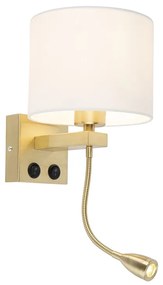 Lampă de perete Art Deco aurie cu abajur alb - Brescia