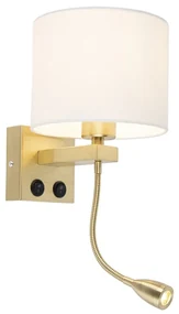 Lampă de perete Art Deco aurie cu abajur alb - Brescia