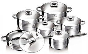 Set oale si tigaie inox cu capace (12 piese), durabile, gatire sanatoasa, Blaumann BL 1031