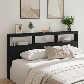 vidaXL Tăblie cu dulap și LED, negru, 200x17x102 cm