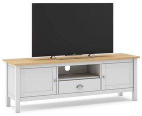 Comodă TV alb/natural din lemn de pin 158x53 cm Misti – Marckeric