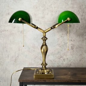 Lampa de birou din alama design clasic Double Banker's