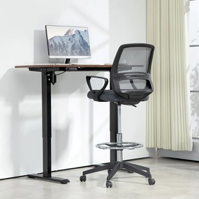 Vinsetto Scaun de birou ergonomic cu brațe și inel reglabil pentru picioare, plasă gri | Aosom Romania