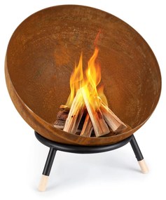 Fireball Rust, șemineu, 60 cm Ø, grătar basculant, aspect ruginit/lemn