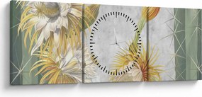 Tablou - Cactuși înfloriți (cu ceas) (90x30 cm)