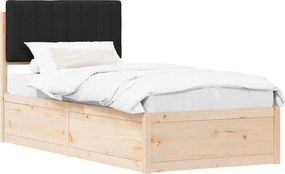 vidaXL Cadru de pat cu tăblie tapițată cu headboard Negru 90 x 190 cm