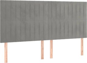 vidaXL Tăblie de pat gri deschis 160x5x118/128 cm catifea