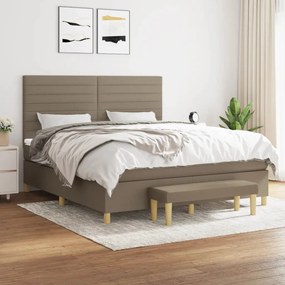 vidaXL Pat box spring cu saltea, gri taupe, 160x200 cm material textil