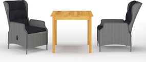 vidaXL Set mobilier pentru grădină, 3 piese, gri deschis